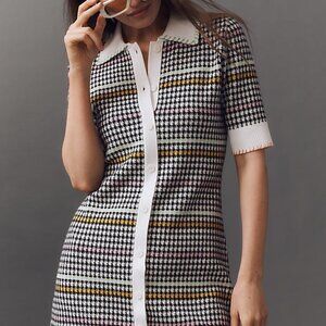 Maeve Multicolor Checkered Midi  knit Dress Size L